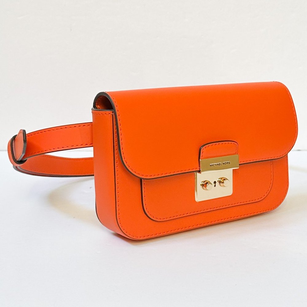 Michael Kors Sloan Editor Small Flap Belt Bag Fanny Pack Clutch Poppy - Picture 2 of 13